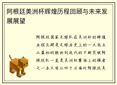 阿根廷美洲杯辉煌历程回顾与未来发展展望